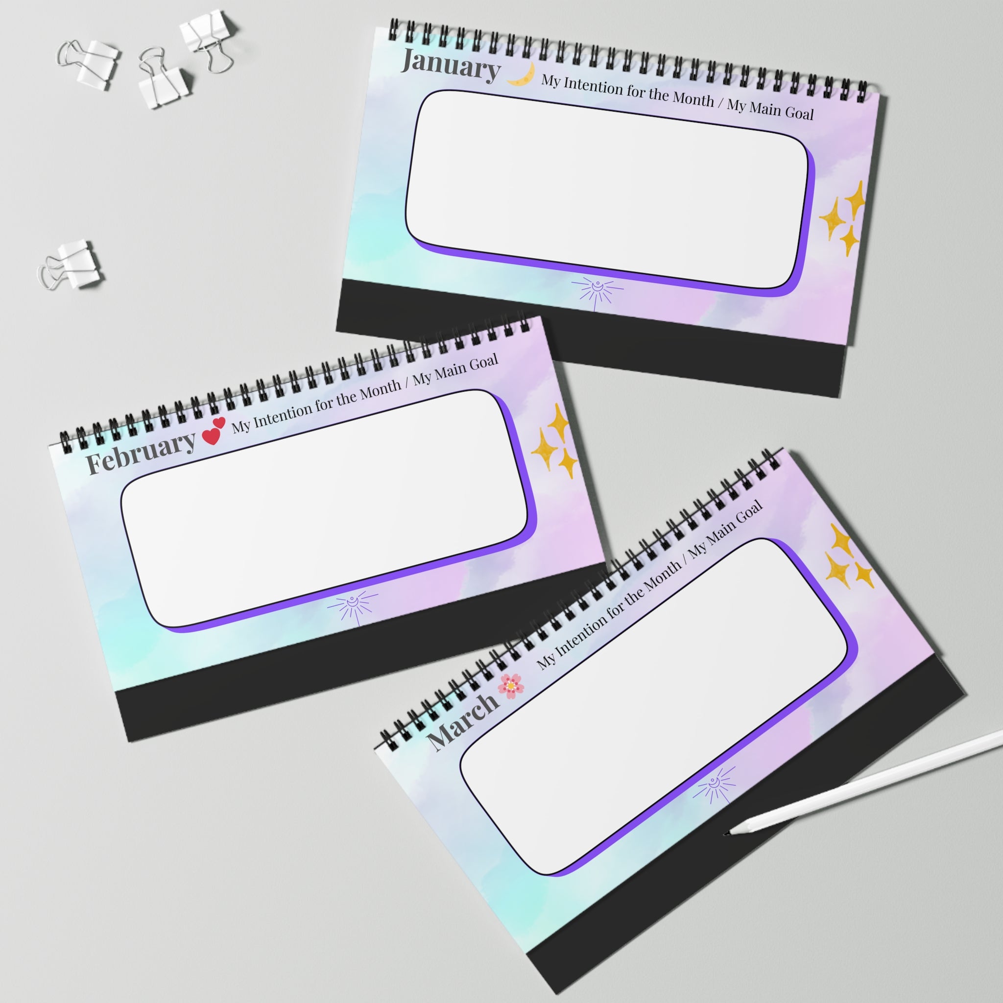 Monthly Goal Desktop Calendar 2026 — Pastel Goal Planner for Intentional Living